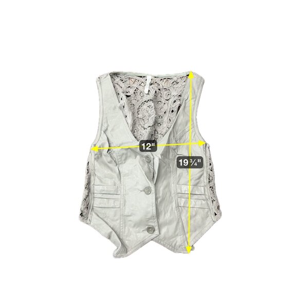 Monoreno Lace Button Vest Gray Size L Back Detail - Picture 7 of 9